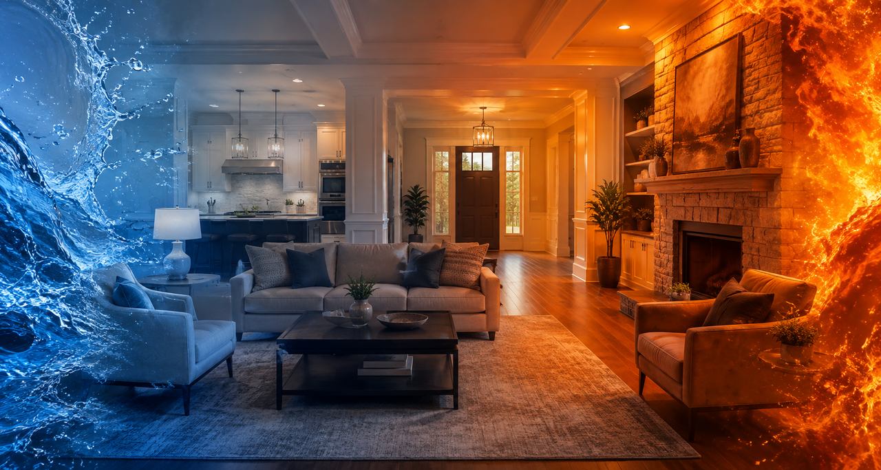 Water and fire damage restoration responding to a Charlotte home